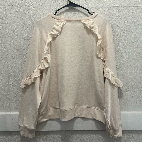 89th + Madison Oatmeal Ruffle Sweatshirt NWT L - Picture 5 of 6